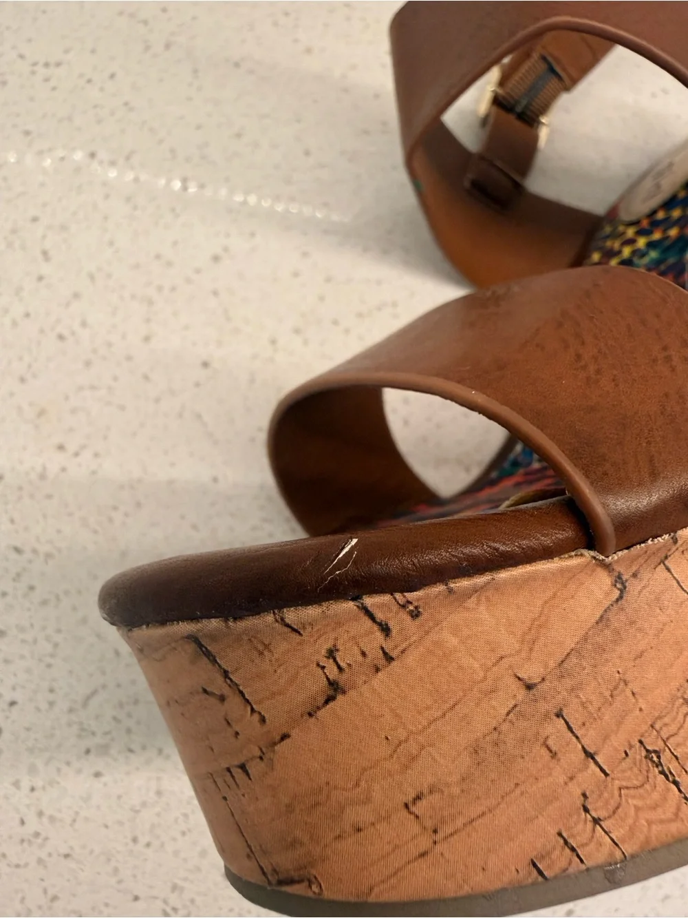 Madden Girl Element Brown Cork-Style Platform Wedge Sandals Size 7